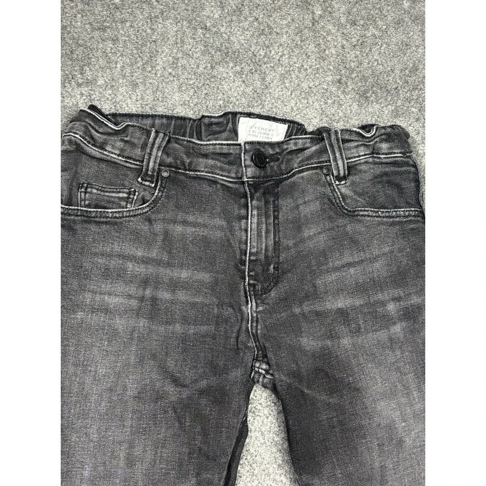 Givenchy Kids Logo Tape Faded Black Denim Jeans Boys Size 12 Stretch